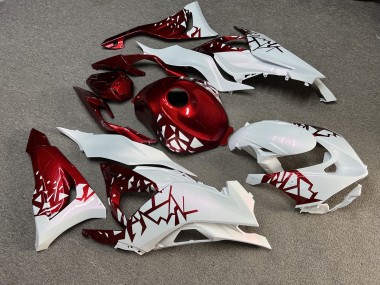 Purchase 2023-2026 Glossy White & Candy Red Shattered Kawasaki ZX6R Motorcycle Fairings UK