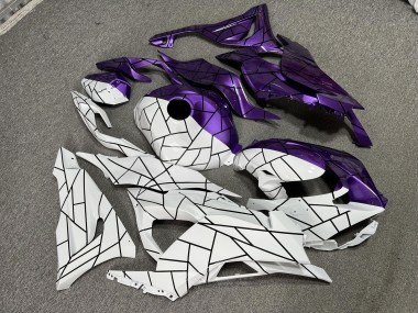 Purchase 2023-2026 Glossy White & Purple Split Pattern Kawasaki ZX6R Motorcycle Fairings UK