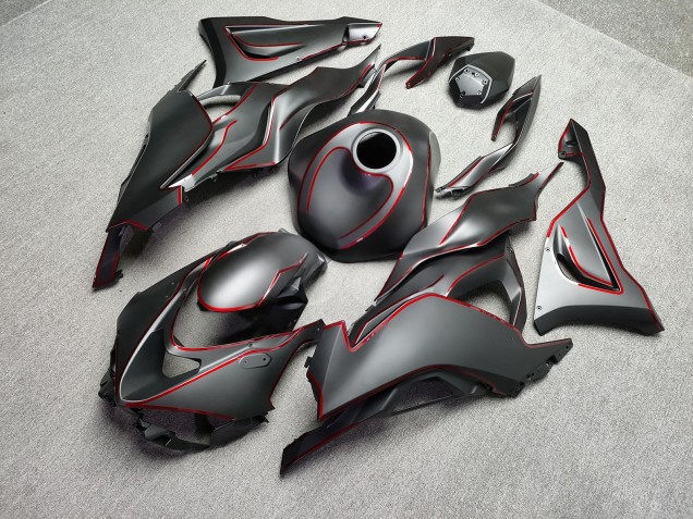 Purchase 2023-2026 Matte Black with Glossy Red Kawasaki ZX6R Motorcycle Fairings UK