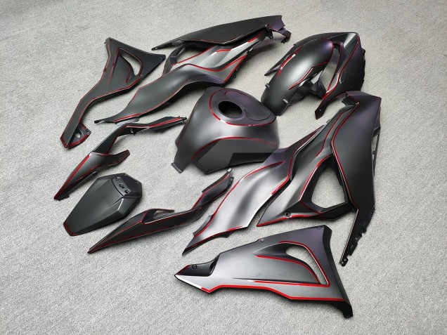 Purchase 2023-2026 Matte Black with Glossy Red Kawasaki ZX6R Motorcycle Fairings UK
