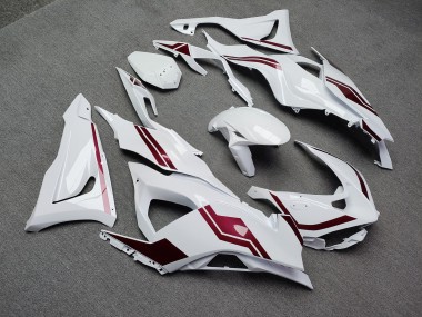 Purchase 2023-2026 Glossy White & Red Kawasaki ZX6R Motorcycle Fairings UK