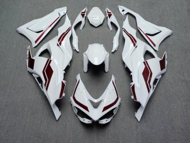 Purchase 2023-2026 Glossy White & Red Kawasaki ZX6R Motorcycle Fairings UK