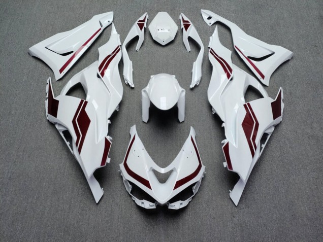 Purchase 2023-2026 Glossy White & Red Kawasaki ZX6R Motorcycle Fairings UK