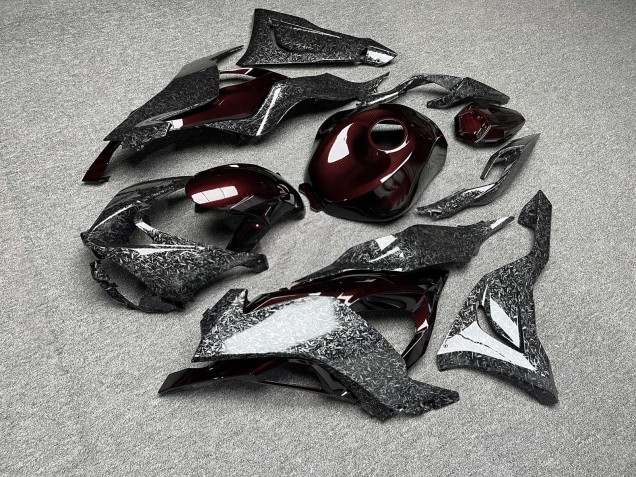 Purchase 2023-2026 Glossy Forged Carbon Fiber Style & Red Carbon Fiber Style Kawasaki ZX6R Motorcycle Fairings UK