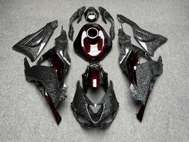 Purchase 2023-2026 Glossy Forged Carbon Fiber Style & Red Carbon Fiber Style Kawasaki ZX6R Motorcycle Fairings UK