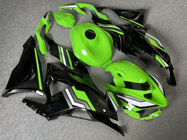 Purchase 2023-2026 Glossy Green & Black with Grey & White Kawasaki ZX6R Motorcycle Fairings UK