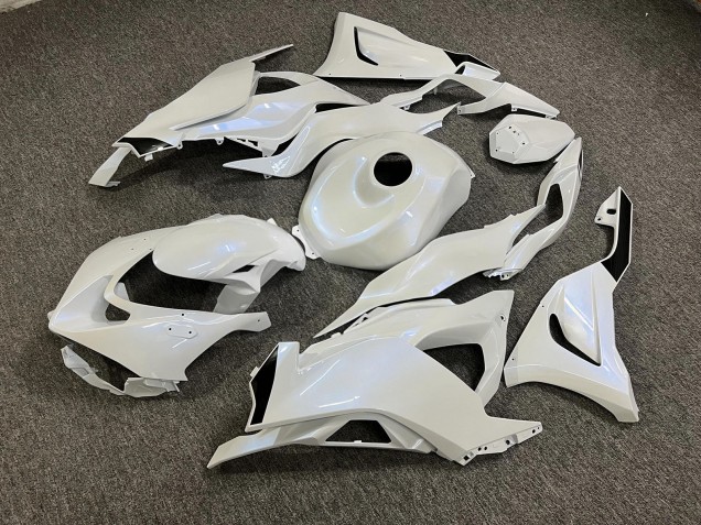 Purchase 2023-2026 Glossy Pearl White with Blue Flakes & Black Kawasaki ZX6R Motorcycle Fairings UK
