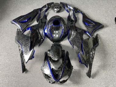 Purchase 2023-2026 Glossy Forged Carbon Fiber Style with Blue Kawasaki ZX6R Motorcycle Fairings UK