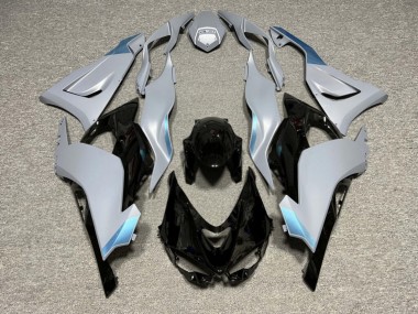 Purchase 2023-2026 Nardo Grey & Black with Sky Blue Kawasaki ZX6R Motorcycle Fairings UK