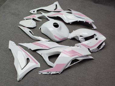 Purchase 2023-2026 Glossy White & Baby Pink Kawasaki ZX6R Motorcycle Fairings UK