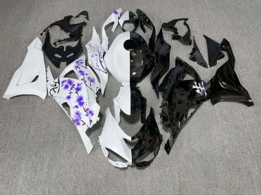 Purchase 2023-2026 Glossy Black White with Purple Cherry Blossom Split Kawasaki ZX114R Motorcycle Fairings UK