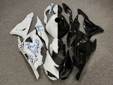 Purchase 2023-2026 Glossy Black & White with Blue Cherry Blossom Split Kawasaki ZX114R Motorcycle Fairings UK