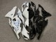 Purchase 2023-2026 Glossy Black & White with Blue Cherry Blossom Split Kawasaki ZX6R Motorcycle Fairings UK