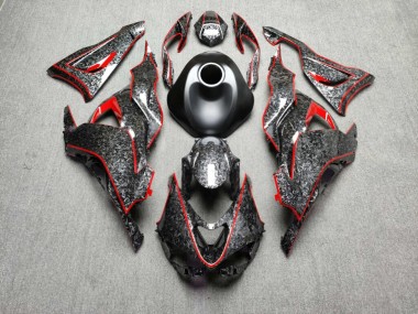 Purchase 2023-2026 Glossy Forged Carbon Fiber Style with Red & Matte Black Kawasaki ZX6R Motorcycle Fairings UK