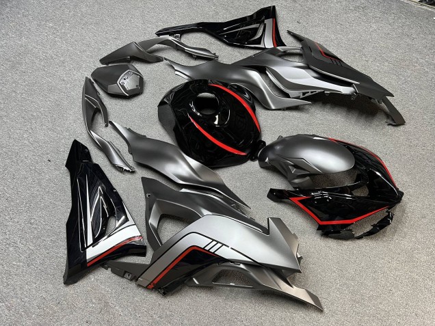 Purchase 2023-2026 Glossy Black with Grey & Red Kawasaki ZX6R Motorcycle Fairings UK
