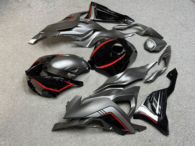 Purchase 2023-2026 Glossy Black with Grey & Red Kawasaki ZX6R Motorcycle Fairings UK