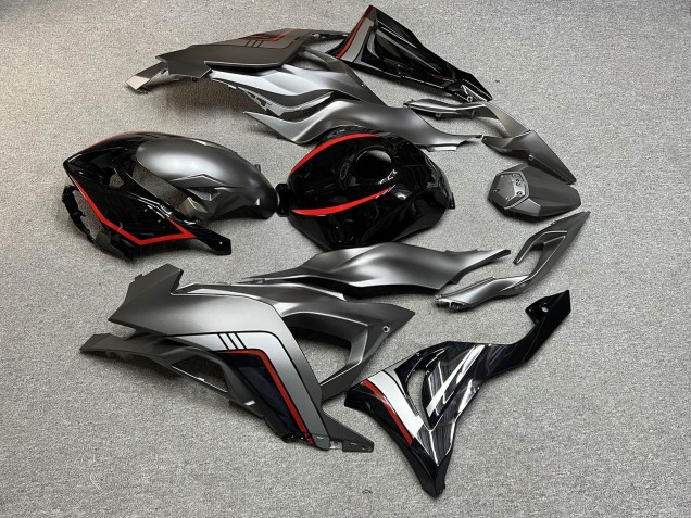 Purchase 2023-2026 Glossy Black with Grey & Red Kawasaki ZX6R Motorcycle Fairings UK