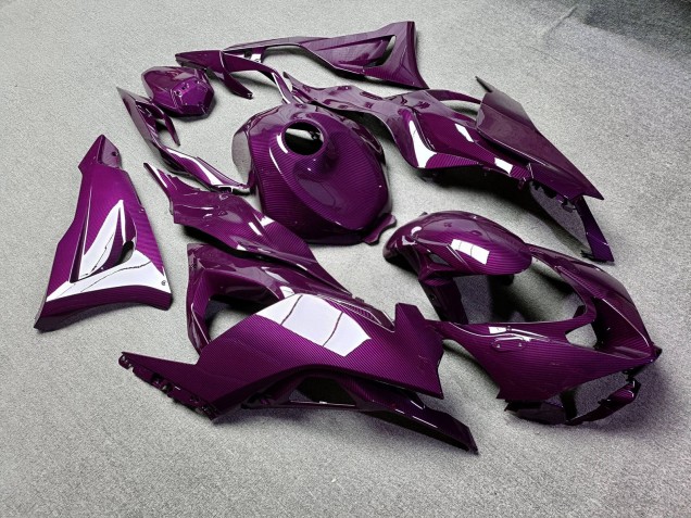 Purchase 2023-2026 Glossy Pink Carbon Fiber Style Kawasaki ZX6R Motorcycle Fairings UK