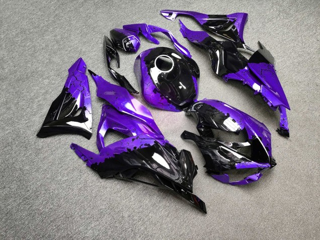 Purchase 2023-2026 Glossy Black Purple Wreckage Kawasaki ZX6R Motorcycle Fairings UK
