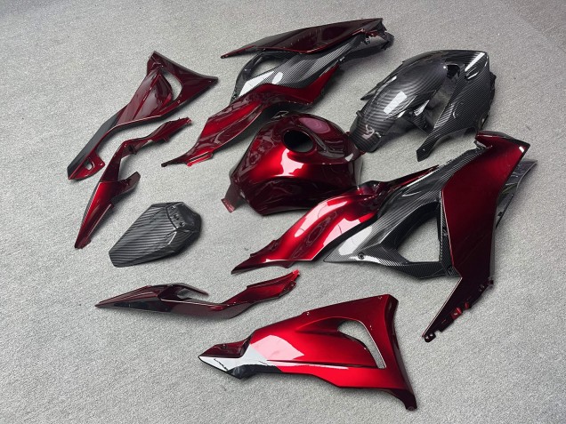 Purchase 2023-2026 Glossy Candy Red Carbon Fiber Style Kawasaki ZX6R Motorcycle Fairings UK