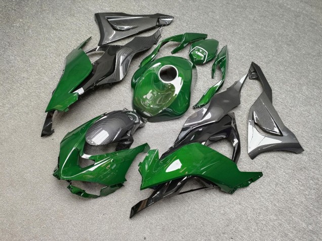 Purchase 2023-2026 Glossy Black Green Carbon Fiber Style Kawasaki ZX6R Motorcycle Fairings UK
