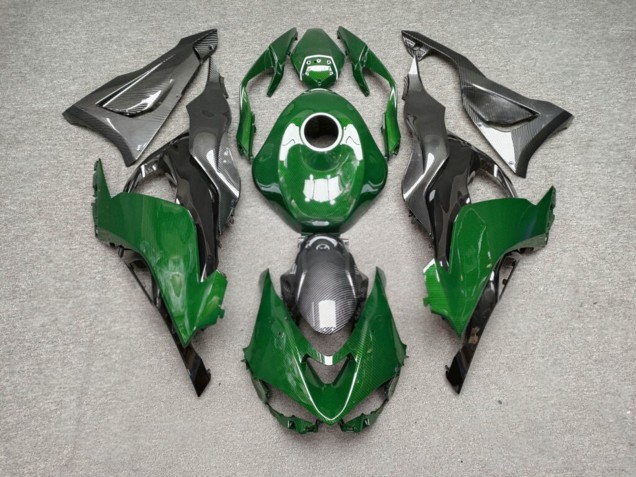 Purchase 2023-2026 Glossy Black Green Carbon Fiber Style Kawasaki ZX6R Motorcycle Fairings UK