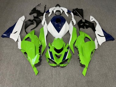 Purchase 2023-2026 Glossy Green & White with Blue Kawasaki ZX6R Motorcycle Fairings UK