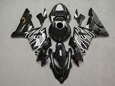 Purchase 2004-2005 Glossy Black White Flame Kawasaki ZX10R Motorcycle Fairings UK