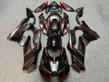 Purchase 2021-2026 Glossy Black & Grey with Red Kawasaki ZX10R Motorcycle Fairings UK