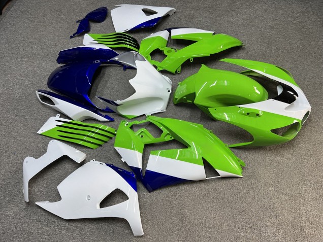 Purchase 2006-2011 Glossy Green & White with Blue Kawasaki ZX14R ZZR1400 Motorcycle Fairings UK