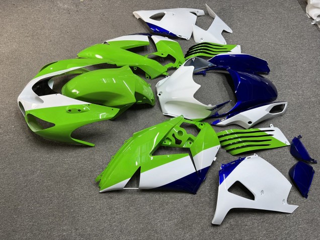 Purchase 2006-2011 Glossy Green & White with Blue Kawasaki ZX14R ZZR1400 Motorcycle Fairings UK