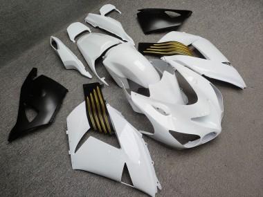 Purchase 2006-2011 Glossy White & Matte Black with Gold Kawasaki ZX14R ZZR1400 Motorcycle Fairings UK
