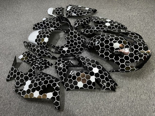 Purchase 2006-2011 Glossy Black White Bronze Honeycomb Kawasaki ZX14R ZZR1400 Motorcycle Fairings UK
