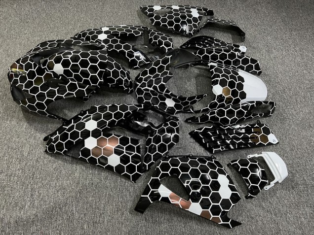 Purchase 2006-2011 Glossy Black White Bronze Honeycomb Kawasaki ZX14R ZZR1400 Motorcycle Fairings UK
