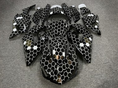 Purchase 2006-2011 Glossy Black White Bronze Honeycomb Kawasaki ZX14R ZZR1400 Motorcycle Fairings UK