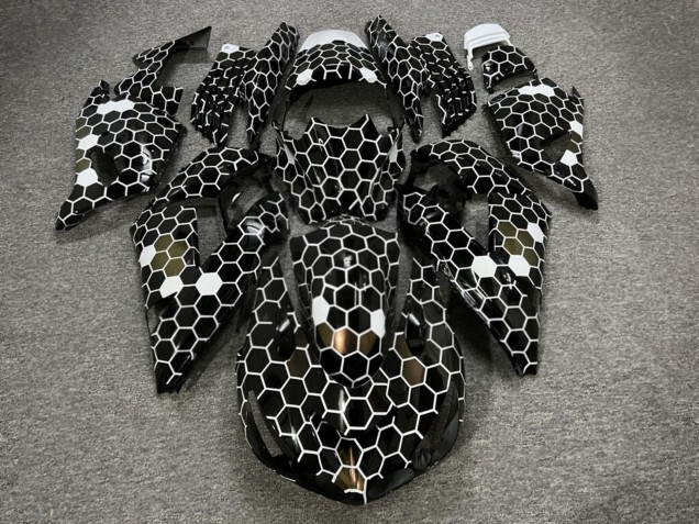 Purchase 2006-2011 Glossy Black White Bronze Honeycomb Kawasaki ZX14R ZZR1400 Motorcycle Fairings UK