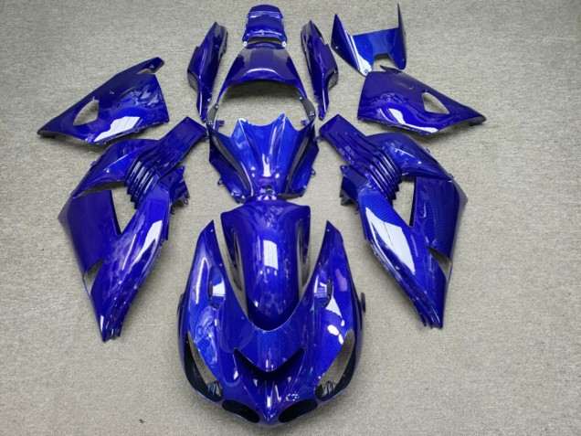 Purchase 2006-2011 Glossy Blue Carbon Fiber Style Kawasaki ZX14R ZZR1400 Motorcycle Fairings UK