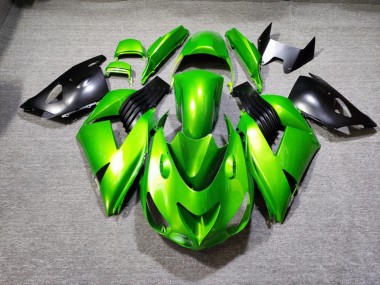 Purchase 2006-2011 Glossy Green & Matte Black Kawasaki ZX14R ZZR1400 Motorcycle Fairings UK
