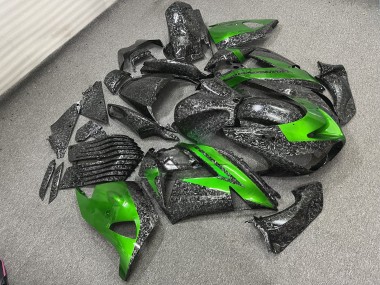 Purchase 2006-2011 Forged Carbon Fiber Style Green Kawasaki ZX14R ZZR1400 Motorcycle Fairings UK