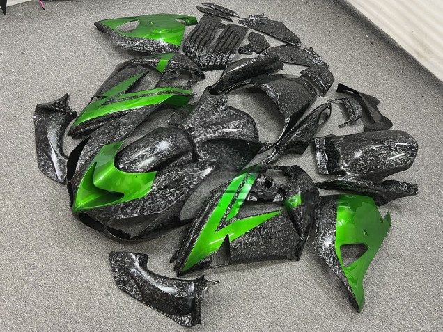 Purchase 2006-2011 Forged Carbon Fiber Style Green Kawasaki ZX14R ZZR1400 Motorcycle Fairings UK