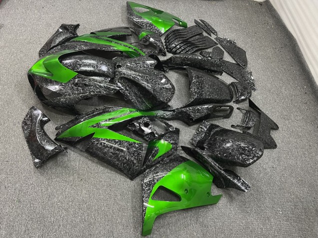 Purchase 2006-2011 Forged Carbon Fiber Style Green Kawasaki ZX14R ZZR1400 Motorcycle Fairings UK
