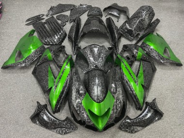 Purchase 2006-2011 Forged Carbon Fiber Style Green Kawasaki ZX14R ZZR1400 Motorcycle Fairings UK