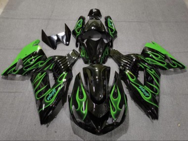 Purchase 2006-2011 Lime Green Flame Kawasaki ZX14R ZZR1400 Motorcycle Fairings UK