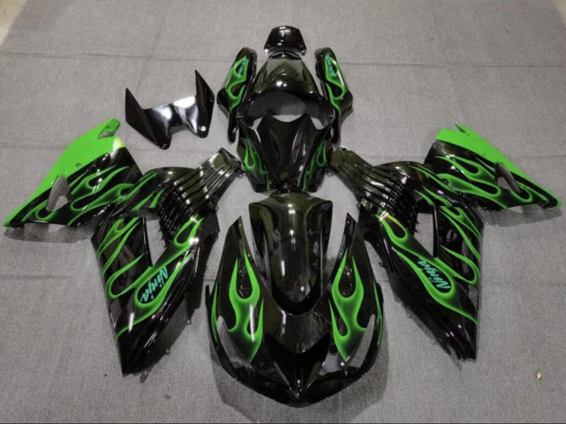 Purchase 2006-2011 Lime Green Flame Kawasaki ZX14R ZZR1400 Motorcycle Fairings UK