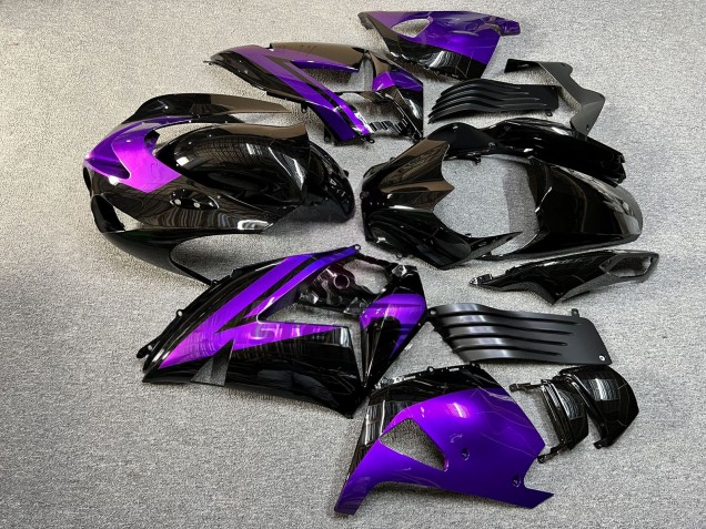 Purchase 2006-2011 Glossy Black & Purple Kawasaki ZX14R ZZR1400 Motorcycle Fairings UK