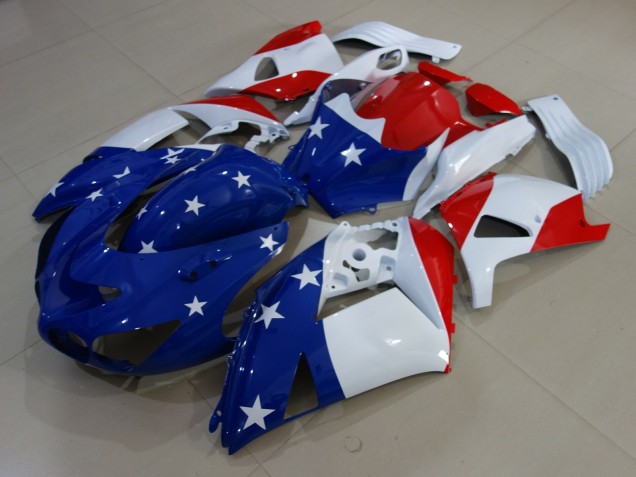 Purchase 2006-2011 Glossy Blue White Red Kawasaki ZX14R ZZR1400 Motorcycle Fairings UK