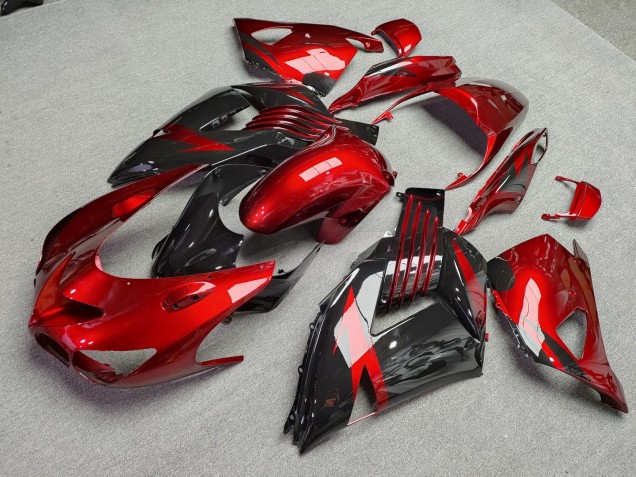 Purchase 2006-2011 Glossy Candy Red & Black Kawasaki ZX14R ZZR1400 Motorcycle Fairings UK