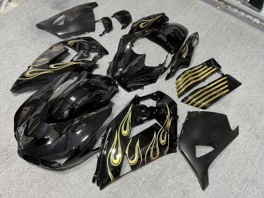 Purchase 2006-2011 Black Gold Kawasaki ZX14R ZZR1400 Motorcycle Fairings UK