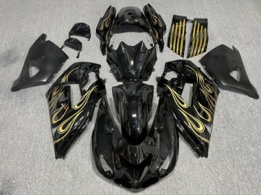 Purchase 2006-2011 Black Gold Kawasaki ZX14R ZZR1400 Motorcycle Fairings UK