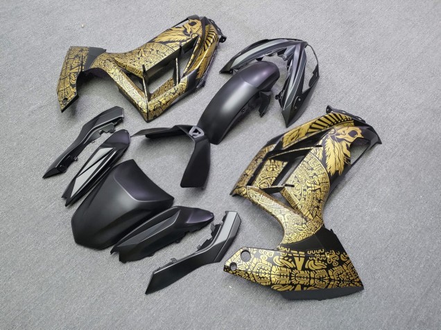 Purchase 2012-2016 Matte Black & Gold Skull Kawasaki Ninja 650 EX650 Motorcycle Fairings UK